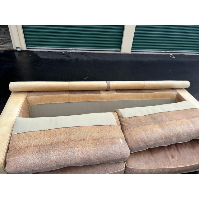 Vintage Two-Tone Leather Sofa For Sale - Image 4 of 12