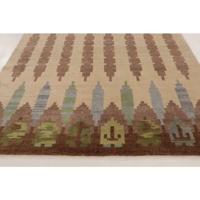 Contemporary Scandinavian Style Geometric Beige, Green & Blue Wool Rug by Rug & Kilim For Sale In New York - Image 6 of 10