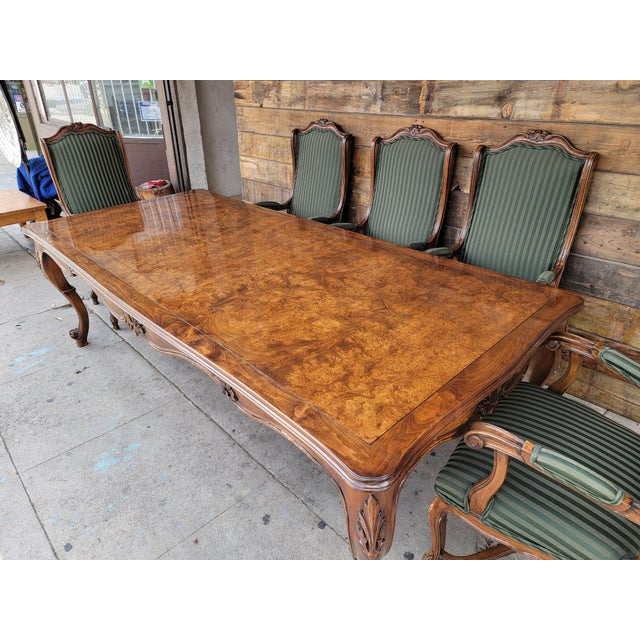 1970s Walnut & Burlwood Dining Table & 8 Chairs Chairish