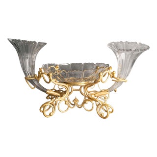 Table Centerpiece in Gilt Bronze and Crystal, 19th Century For Sale
