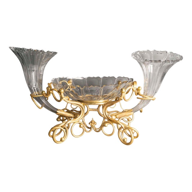 Table Centerpiece in Gilt Bronze and Crystal, 19th Century For Sale