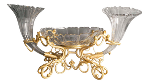 Table Centerpiece in Gilt Bronze and Crystal, 19th Century