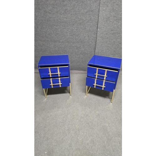 Blue Glass Bedside Tables by Justfurnituress, Set of 2 For Sale - Image 12 of 13