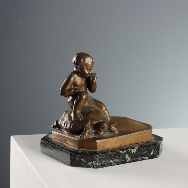 Child and Turtle Sculpture in Bronze For Sale - Image 9 of 9