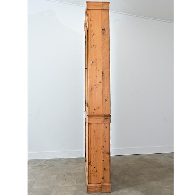 English Early 20th Century English Tall Pine Bookcase with Painted Interior For Sale - Image 3 of 12