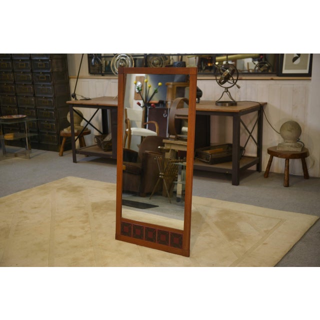 Scandinavian Teak and Ceramic Mirror, 1960s For Sale - Image 4 of 7
