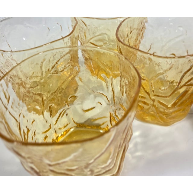 Glass Lemon Crinkle Lowballs- Set of Four For Sale - Image 7 of 13