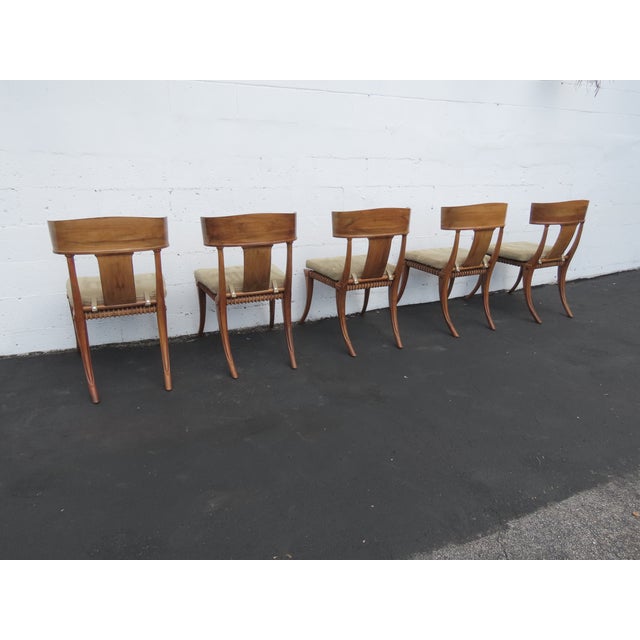 Kreiss Klismos Mid Century Modern Dining Chairs Solid Wood Set of Five 6439a For Sale - Image 15 of 18