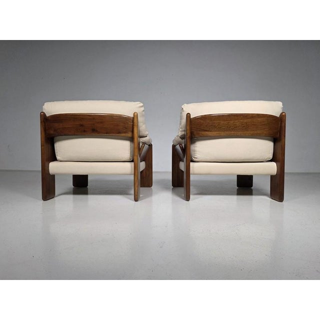 Sapporo Nutwood Armchairs by Mario Marenco for Mobil Girgi, 1970s, Set of 2 For Sale - Image 6 of 9