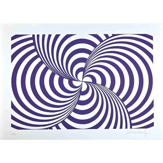 Abstract Violet Composition is a Screen Print on Paper realized by Victor Debach in 1970s. Limited edition of 100 copies...