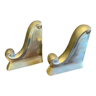 Mid-Century Brass Bookends - a Pair For Sale