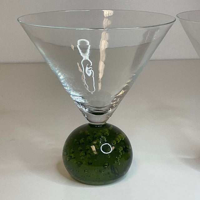 Vintage Hollywood Regency Martini Glasses With Bubble Ball Bases Set
