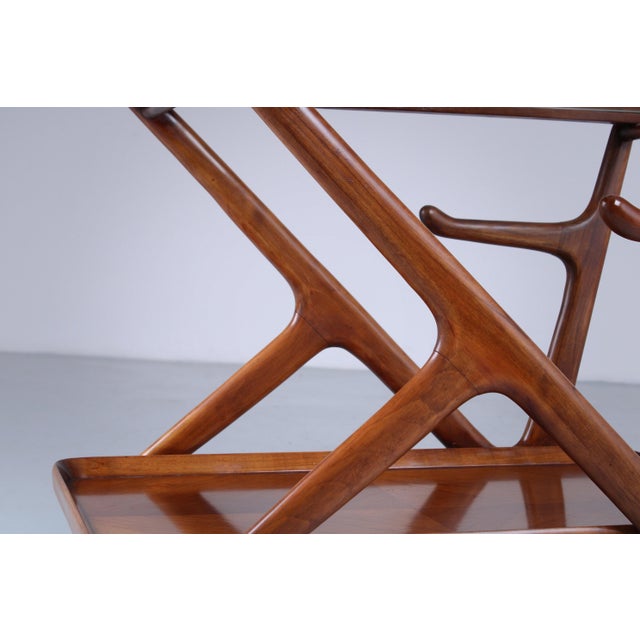 Brown Italian Style Serving Trolley in Walnut by Cesare Lacca for Cassina, 1960s For Sale - Image 8 of 18