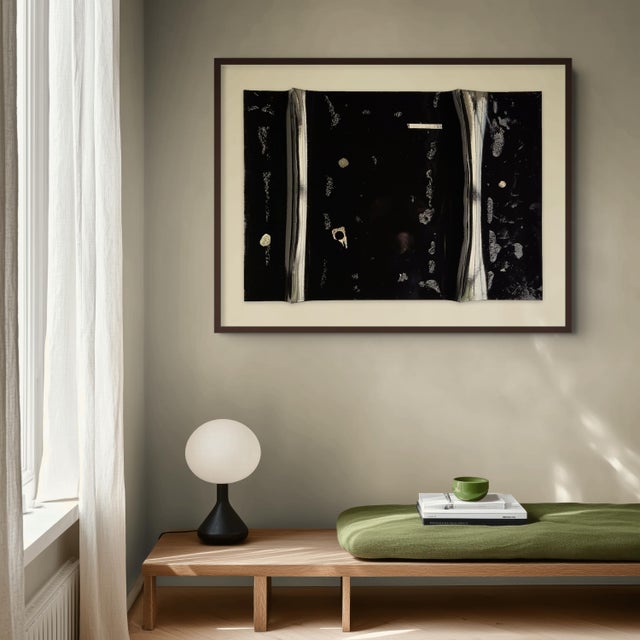 Harald Kröner Contemporary Abstract High Gloss Lacquer, Marinage/Paper "Black River #38" by Harald Kröner For Sale - Image 4 of 6