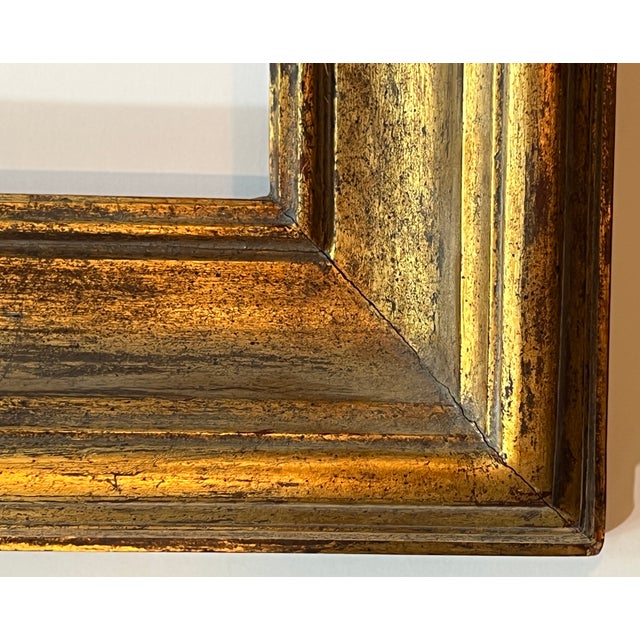Gold Mid-Century Distressed Gold Wood Frame For Sale - Image 8 of 16
