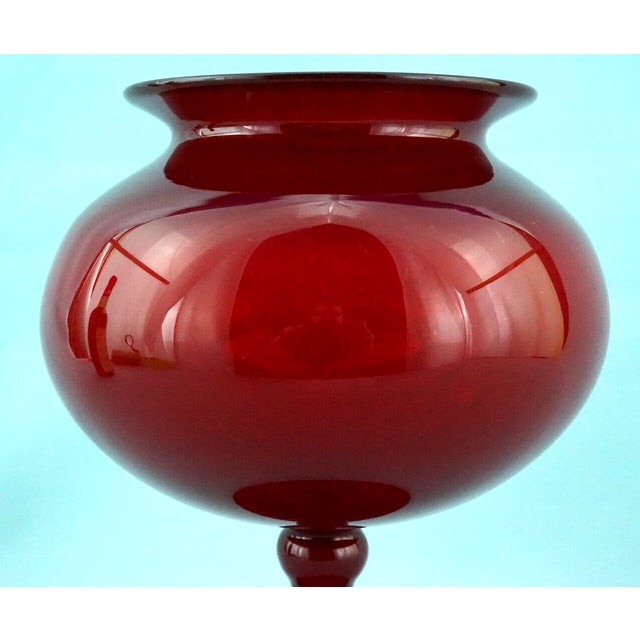 Red Scarlet Red Blown Murano Glass Vase by Paolo Venini, Venice, Italy, 1930-1950 For Sale - Image 8 of 14