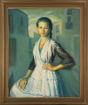 José Lamuño, Rosario of Montjuich, Oil on Canvas, Framed