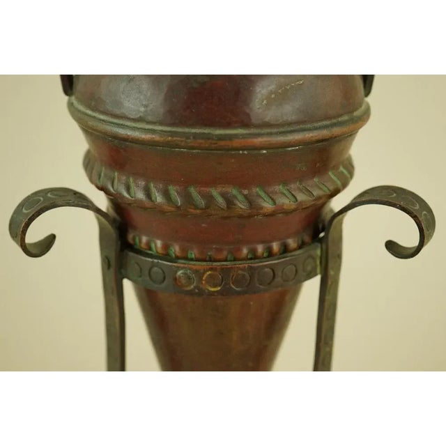 20th Century Art Deco Pointed Amphora Vase with Copper Stand attributed to Claudius Linossier, France, 1930s, Set of 2 For Sale - Image 16 of 18