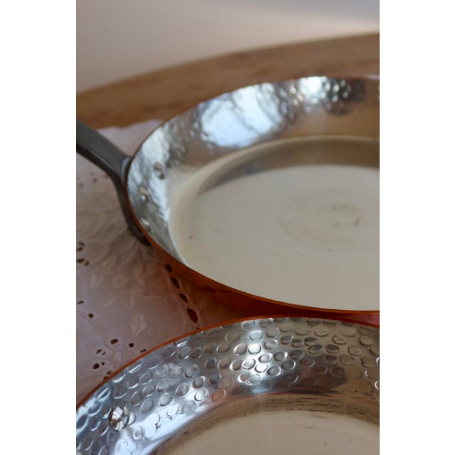 Hammered Copper Pans with Iron Handles, 1970s, Set of 3 For Sale - Image 3 of 7