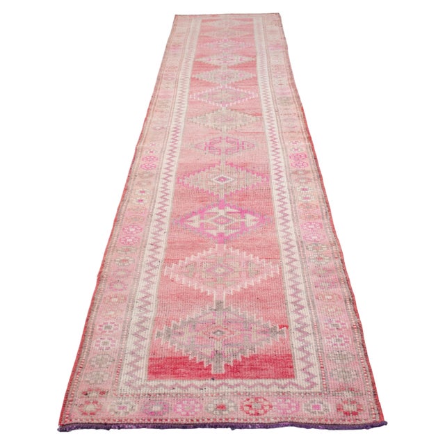 1970s 1970s Pink Kurdish Herki Hand-Knotted Distressed Runner For Sale - Image 5 of 17