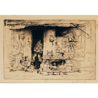 Auguste Brouet, The Odds and Ends Dealer, Etching, 1900s For Sale