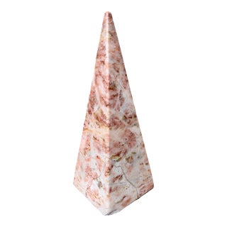Pink Marble Obelisk With Dramatic Veining For Sale