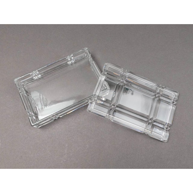 Transparent Ralph Lauren Vintage Glen Plaid Crystal Cut Glass Trinket Dresser Box For Sale - Image 8 of 10