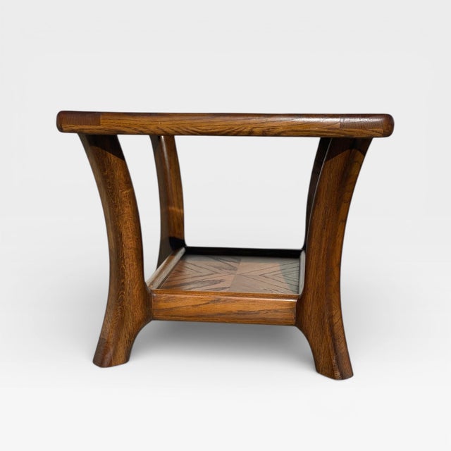 Pair of Late Mid-Century Oak Side Tables With Smoked Glass Tops, Mid-Century Modern, 1970s For Sale - Image 11 of 18