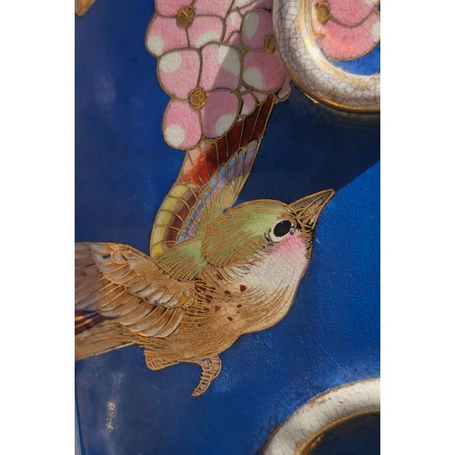 Antique Pair of Japanese Satsuma Ware Large Floor Vases W Stands For Sale - Image 9 of 11