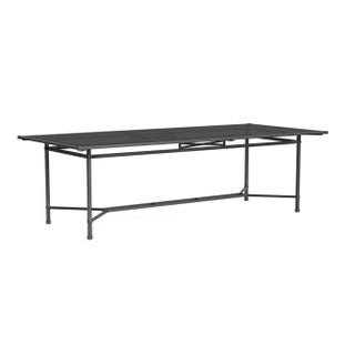 Brown Jordan Venetian 44" x 98" Dining Table - Glass Top, Textured Pewter frame For Sale