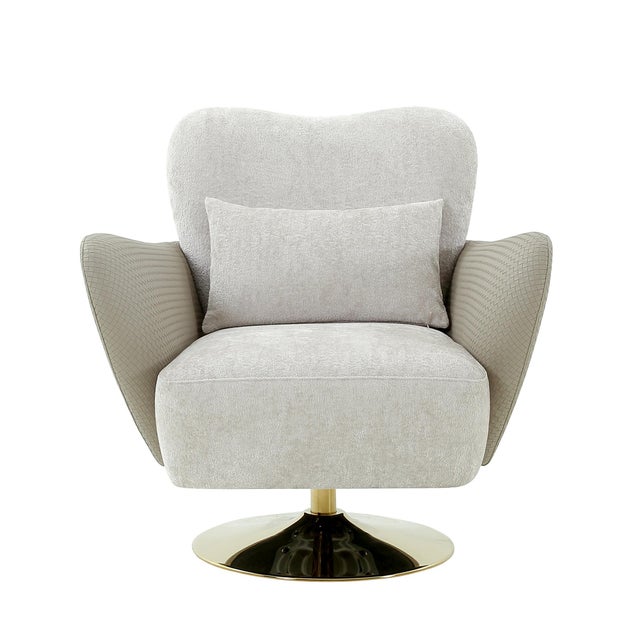 Our Mercer chair is the ultimate in style and comfort. Featuring a stunning gold swivel base, contrasting arms and a...