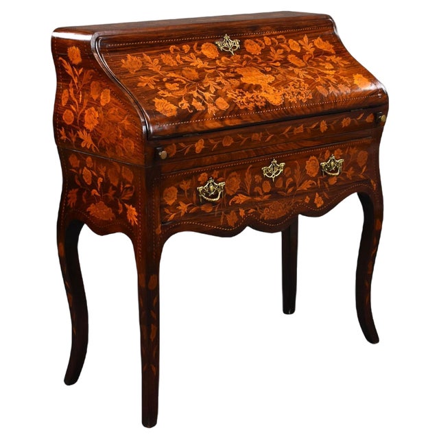 19th Century Dutch Marquetry Bureau, 1800s For Sale
