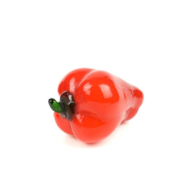 Red Mid Century Modern Handblown Red Bell Pepper Figurine Art Glass For Sale - Image 8 of 8