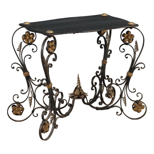 Small Italian Table in Lacquered Wood and Iron For Sale