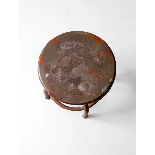 Metal Vintage Industrial Metal Stool For Sale - Image 7 of 9