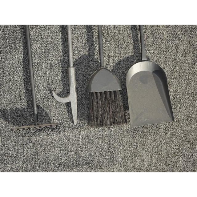 Fp2 Vintage French Country Black & Silver Fireplace Tools 4 Tools For Sale - Image 9 of 13