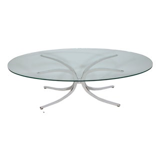 Mid-Century Modern Italian Metal and Glass Spider Coffee Table, 1970s For Sale
