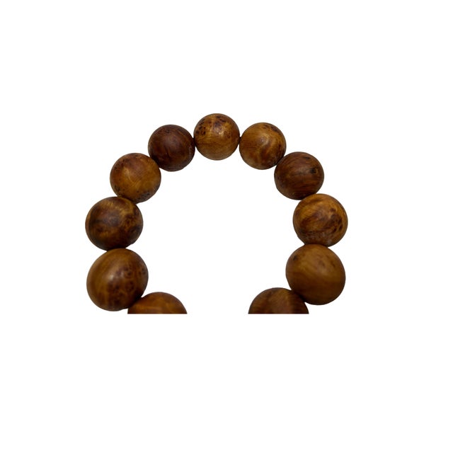 1980s Natural Cypress Wood Beads Hand Rosary Praying Bracelet For Sale - Image 5 of 6