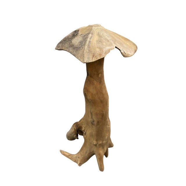 Mediterranean Whimsical Hand-Carved Teak Root Mushroom Garden Sculpture For Sale - Image 3 of 12