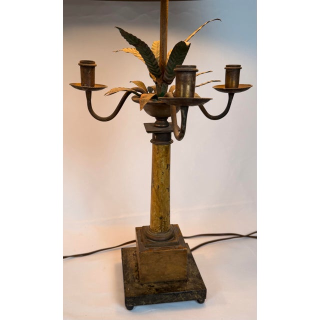 Mid 20th Century Hollywood Regency Tole Palm Tree Candelabra Table Lamps For Sale In New York - Image 6 of 11