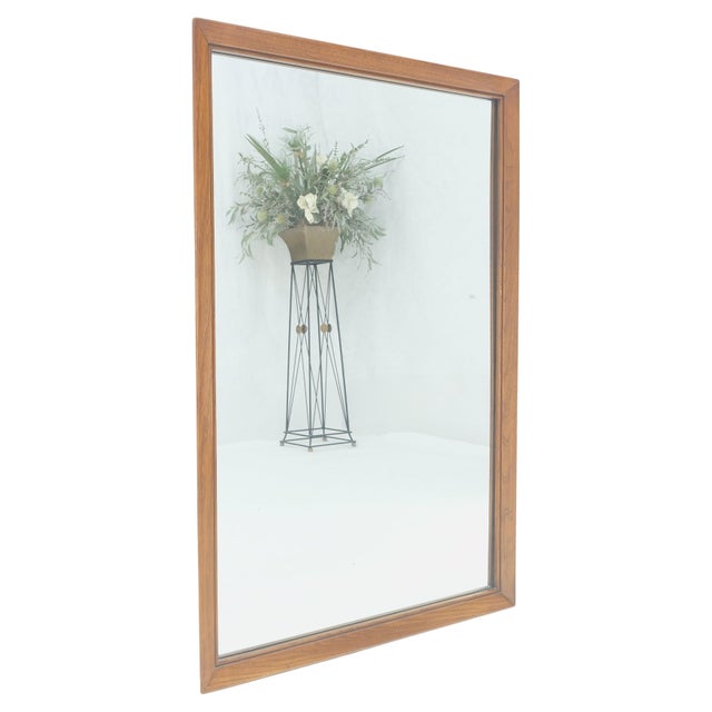Solid Walnut 31x45 Rectangle Frame Mid Century Modern Wall Mirror MINT.