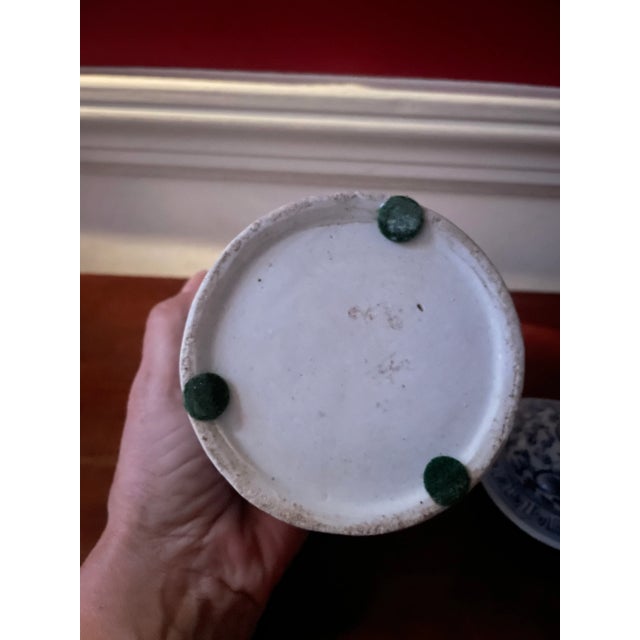 19th C. Petite Blue and White Chinese Porcelain Temple Ginger Jar For Sale - Image 9 of 11