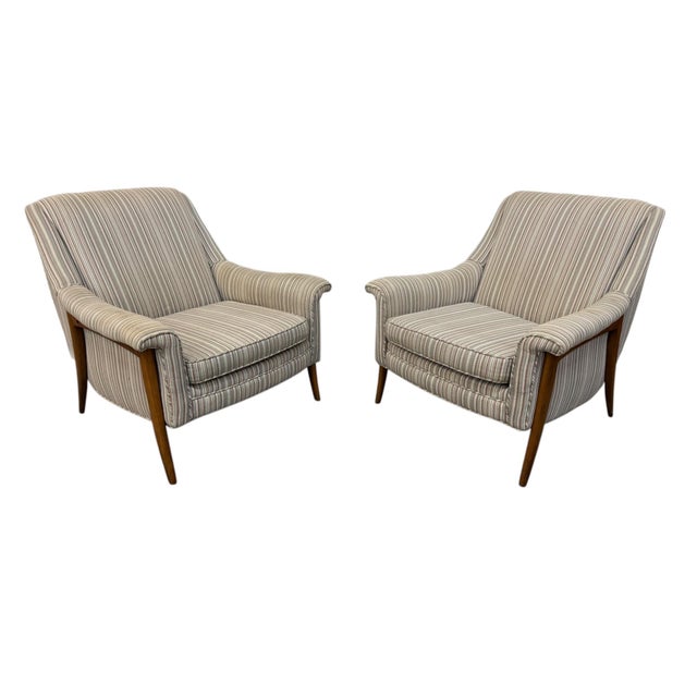 Kroehler Mfg. Co. Mid-Century Modern Kroehler Avant Walnut Upholstered Arm Chairs - Set of 2 For Sale - Image 4 of 7