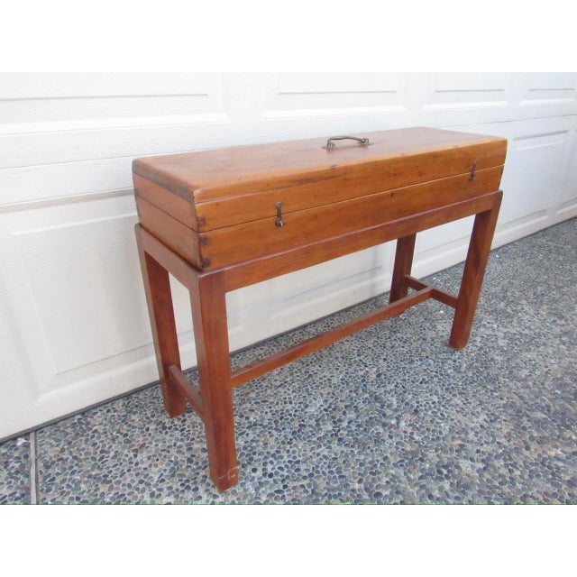 1900 - 1909 Antique English Work Box on Custom Stand For Sale - Image 5 of 12