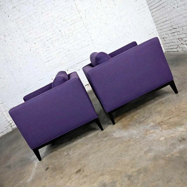 Baker Furniture Company Modern Purple Plum Tone Tuxedo Style Club Chairs by Baker a Pair For Sale - Image 4 of 13