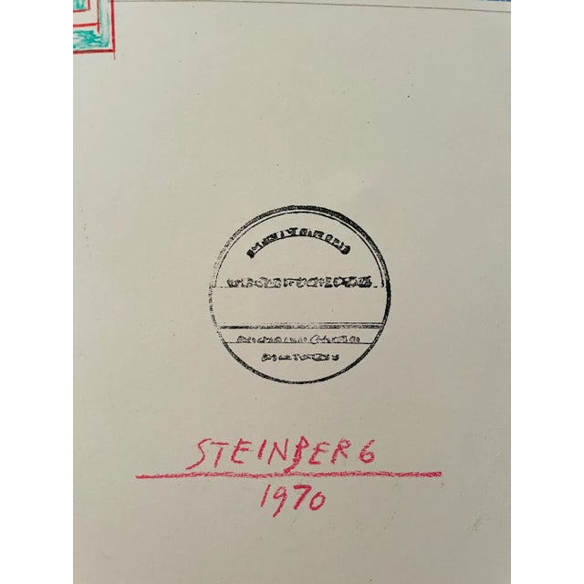 Saul Steinberg, Via Air Mail, Chromolithograph, 1970 For Sale - Image 3 of 12