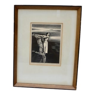 Rockwell Kent Girl on a Cliff Signed Print 1930 For Sale