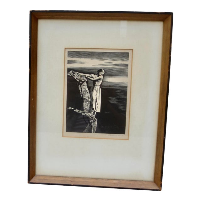 Rockwell Kent Girl on a Cliff Signed Print 1930 For Sale