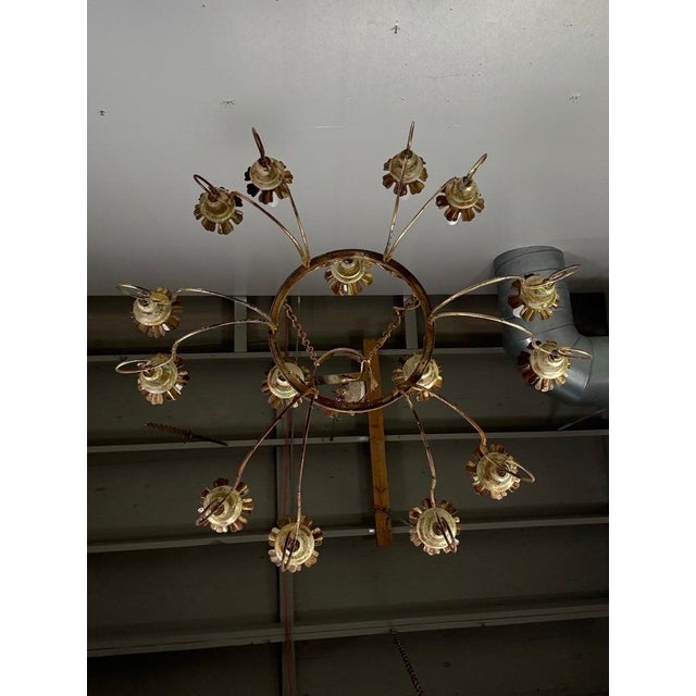 Gold Miamar Twelve-Light Wrought Iron Chandelier With Gilt Finish For Sale - Image 8 of 9