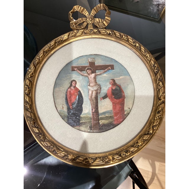 Italian Artist, Sacred Scene, 18th Century, Round Oil on Canvas Paintings, Set of 2 For Sale - Image 9 of 11